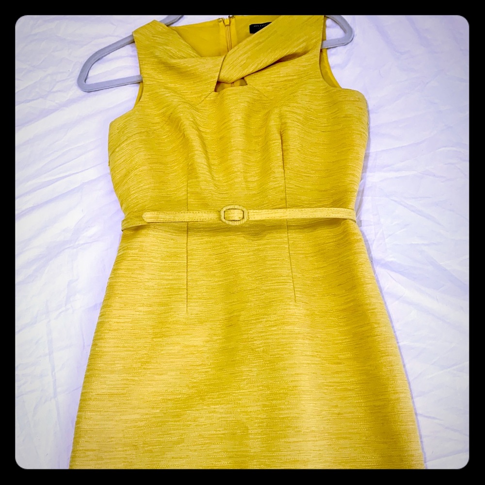 Ann Taylor belted sheath dress with keyhole